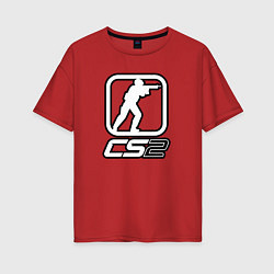 Футболка оверсайз женская CS2 logo, цвет: красный