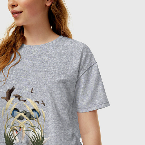 Женская футболка оверсайз Наблюдение за птицами / Меланж – фото 3
