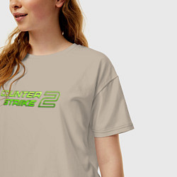 Футболка оверсайз женская Counter strike 2 green logo, цвет: миндальный — фото 2