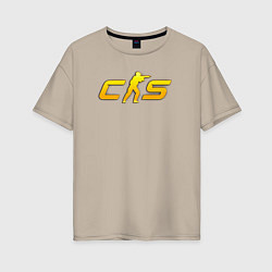 Футболка оверсайз женская CS2 yellow logo, цвет: миндальный