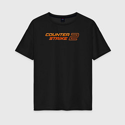 Женская футболка оверсайз Counter strike 2 orange logo