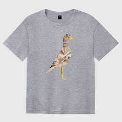 Футболка оверсайз женская Авдотка птица в стиле Low Poly, цвет: меланж