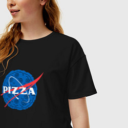 Футболка оверсайз женская Pizza x NASA, цвет: черный — фото 2