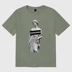 Футболка оверсайз женская MoMo - Censored, цвет: авокадо
