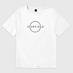 Футболка оверсайз женская Starfield лого черный, цвет: белый