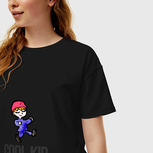Женская футболка оверсайз Cool kid / Черный – фото 3