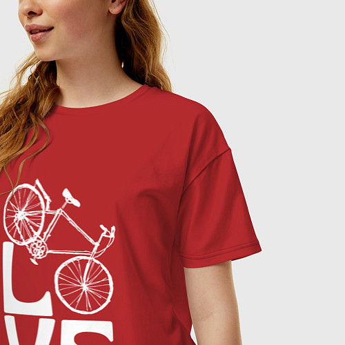 Женская футболка оверсайз Любовь велосипедиста / Красный – фото 3