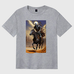 Футболка оверсайз женская Всадник апокалипсиса - нейросеть, цвет: меланж