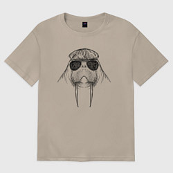 Футболка оверсайз женская Морж модный, цвет: миндальный