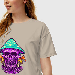 Футболка оверсайз женская Mushroom skull, цвет: миндальный — фото 2