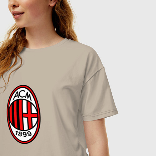 Женская футболка оверсайз Футбольный клуб Milan / Миндальный – фото 3