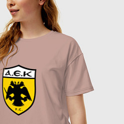 Футболка оверсайз женская Футбольный клуб AEK, цвет: пыльно-розовый — фото 2