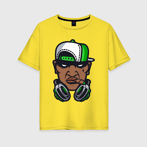 Женская футболка оверсайз Hip hop man / Желтый – фото 1