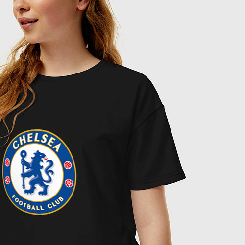 Женская футболка оверсайз Chelsea fc sport / Черный – фото 3