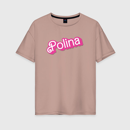 Женская футболка оверсайз Polina - retro barbie style / Пыльно-розовый – фото 1