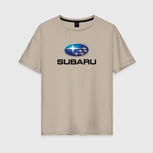 Женская футболка оверсайз Subaru sport auto / Миндальный – фото 1