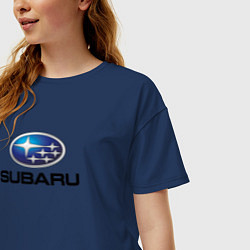 Футболка оверсайз женская Subaru sport auto, цвет: тёмно-синий — фото 2