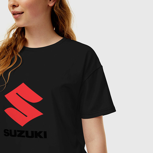 Женская футболка оверсайз Suzuki sport auto / Черный – фото 3