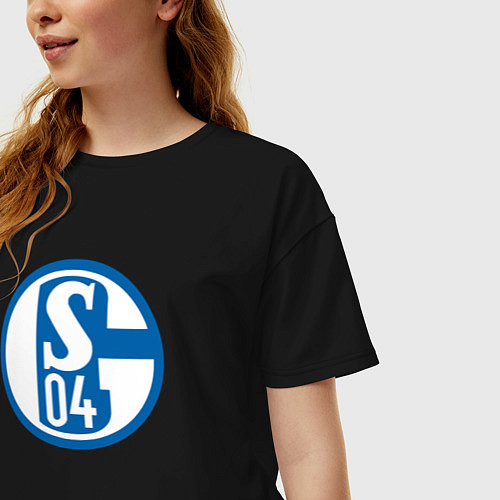 Женская футболка оверсайз Schalke 04 fc club / Черный – фото 3