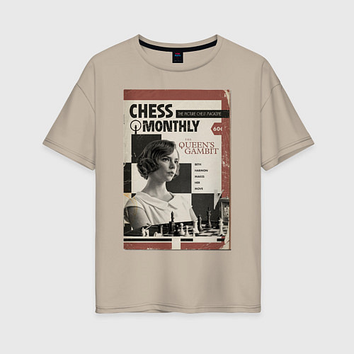 Женская футболка оверсайз Ход королевы винтаж / Миндальный – фото 1
