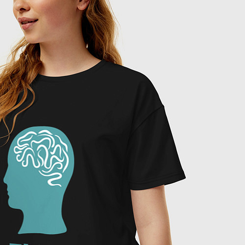 Женская футболка оверсайз Сила мозга / Черный – фото 3