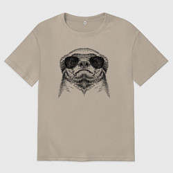 Футболка оверсайз женская Медоед в очках, цвет: миндальный