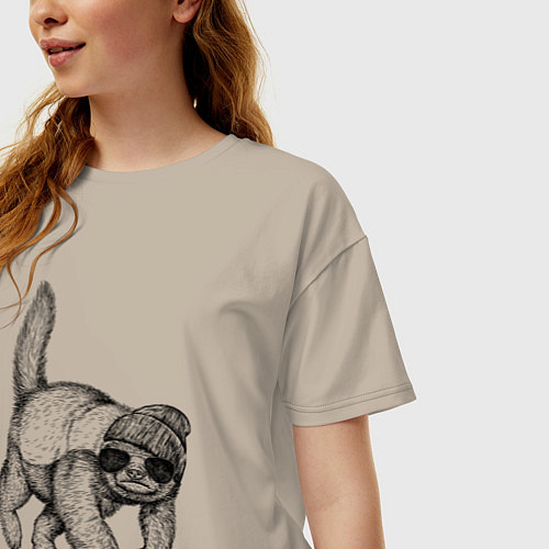 Женская футболка оверсайз Медоед на стиле / Миндальный – фото 3