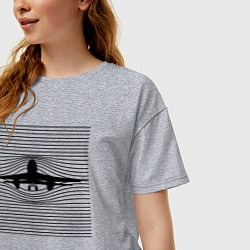 Футболка оверсайз женская Креативный силуэт самолета, цвет: меланж — фото 2