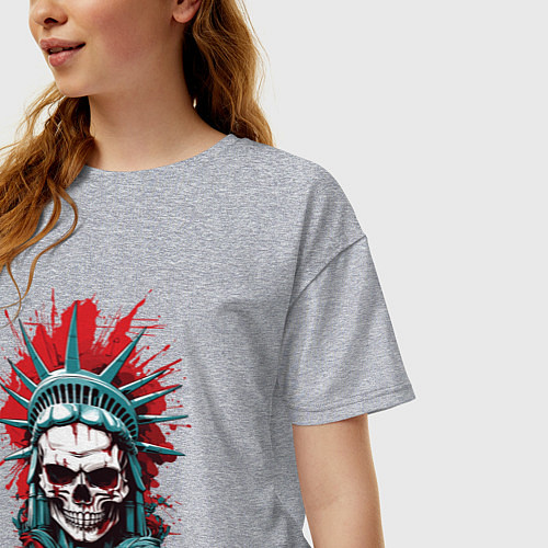Женская футболка оверсайз Зомби Статуя Свободы / Меланж – фото 3