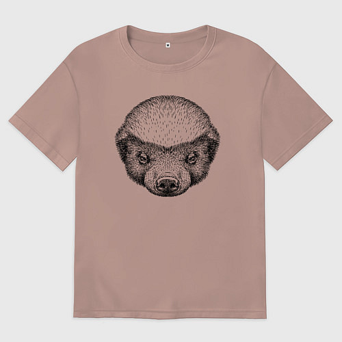 Женская футболка оверсайз Голова медоеда / Пыльно-розовый – фото 1