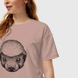 Футболка оверсайз женская Голова медоеда, цвет: пыльно-розовый — фото 2
