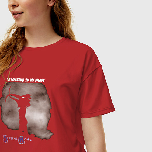 Женская футболка оверсайз Depeche Mode - Walking In My Shoes / Красный – фото 3
