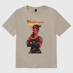 Футболка оверсайз женская Карлах - врата балдура, цвет: миндальный