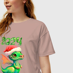 Футболка оверсайз женская Дракончик 2024, цвет: пыльно-розовый — фото 2