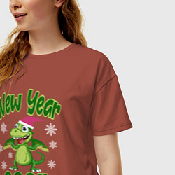 Футболка оверсайз женская Год зеленого деревянного дракона 2024, цвет: кирпичный — фото 2