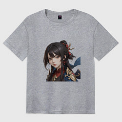 Футболка оверсайз женская Косплей Ху тао, цвет: меланж