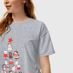 Футболка оверсайз женская Ёлка из котиков, цвет: меланж — фото 2