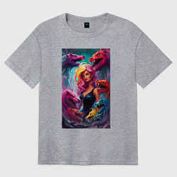 Футболка оверсайз женская Ведьма среди оборотней - нейросеть, цвет: меланж