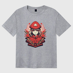 Футболка оверсайз женская СССР вайфу, цвет: меланж