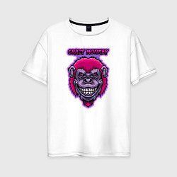Футболка оверсайз женская Purple crazy monkey, цвет: белый