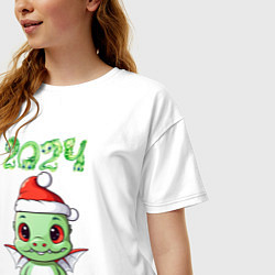 Футболка оверсайз женская Символ года 2024 дракон, цвет: белый — фото 2