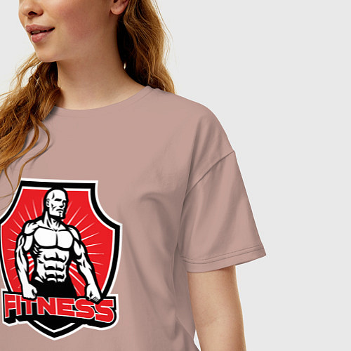 Женская футболка оверсайз Fitness body / Пыльно-розовый – фото 3