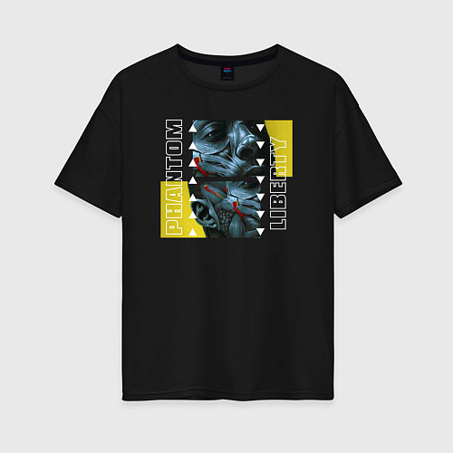 Женская футболка оверсайз Cyberpunk 2077 Phantom Liberty: Solomon / Черный – фото 1