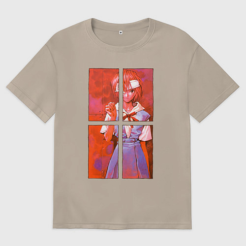 Женская футболка оверсайз Аянами разбитые зеркала / Миндальный – фото 1