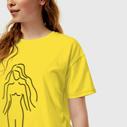 Футболка оверсайз женская Нежный женский лайн-арт силуэт, цвет: желтый — фото 2