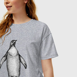 Футболка оверсайз женская Пингвин штрихами, цвет: меланж — фото 2