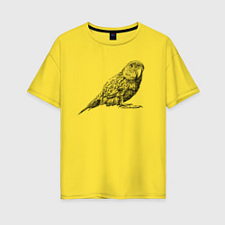 Футболка оверсайз женская Любопытный попугай, цвет: желтый