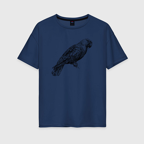 Женская футболка оверсайз Попугай амазон / Тёмно-синий – фото 1
