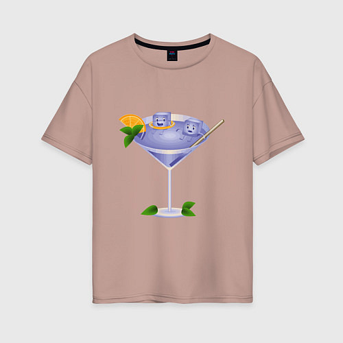 Женская футболка оверсайз Мультяшный коктейль / Пыльно-розовый – фото 1