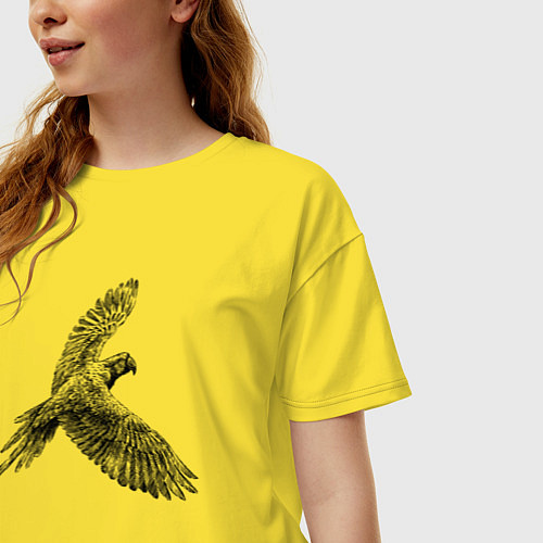 Женская футболка оверсайз Попугай ара планирует / Желтый – фото 3